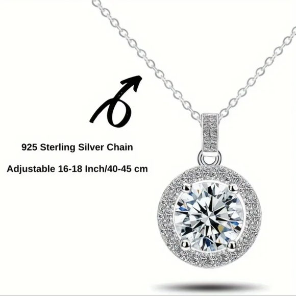10 Carat Moissanite set in Sterling Silver with Sterling Silver Chain - Picture 5 of 9